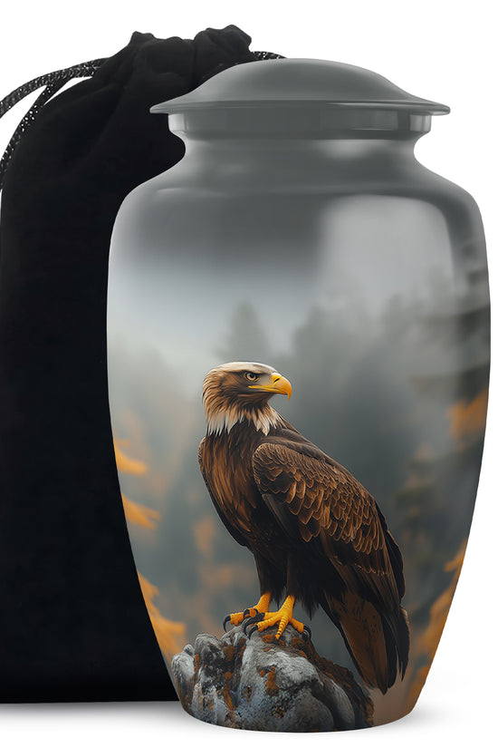 Forest Eagle Memorial Urn - Peaceful Funeral Urn For Adult Ashes