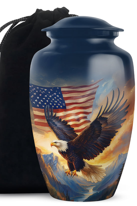 Military Memorial Urn - Bald Eagle Memorial Urn For Loved Ones