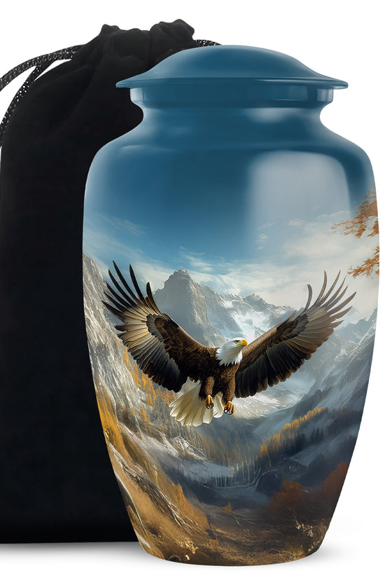 Majestic Eagle Cremation Urn - Scenic Mountain Memorial Urn For Burial