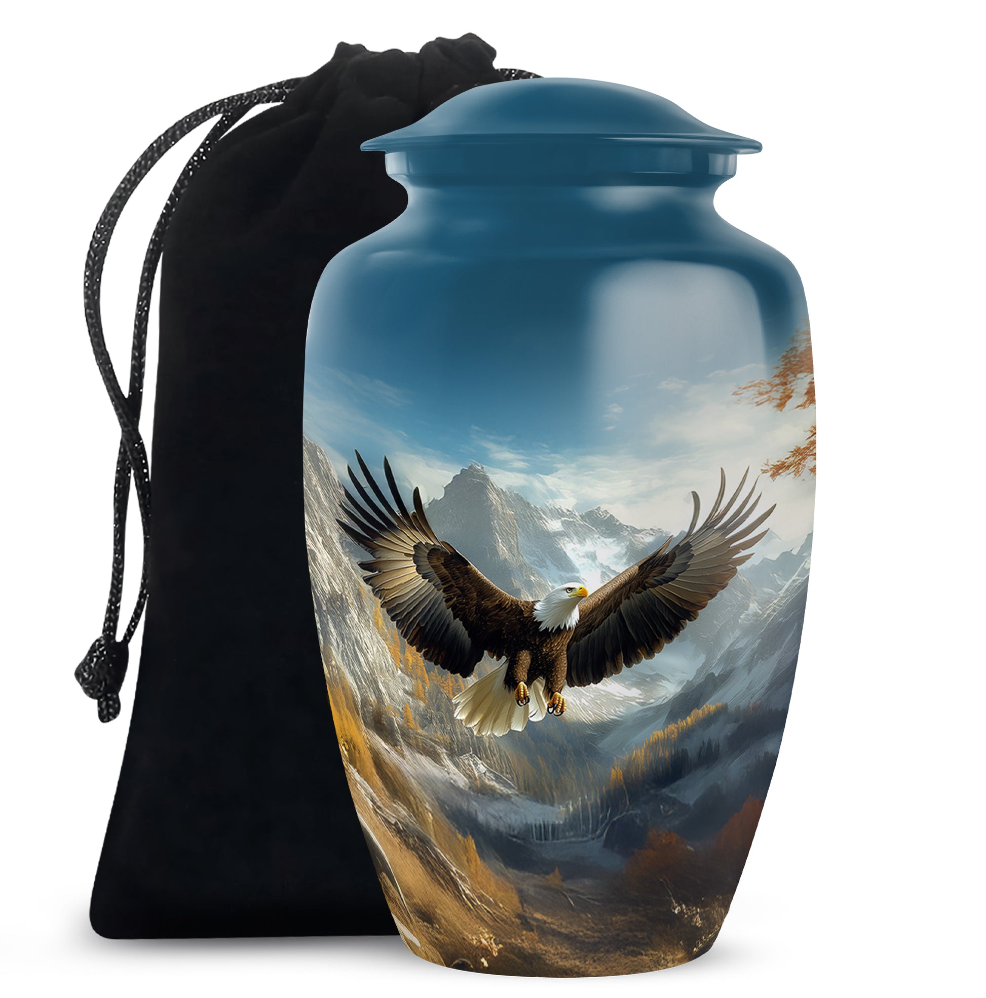 Majestic Eagle Cremation Urn - Scenic Mountain Memorial Urn For Burial