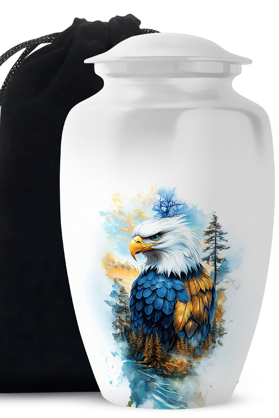 White Eagle Cremation Urn - Aluminium Memorial Urn For Loved Ones