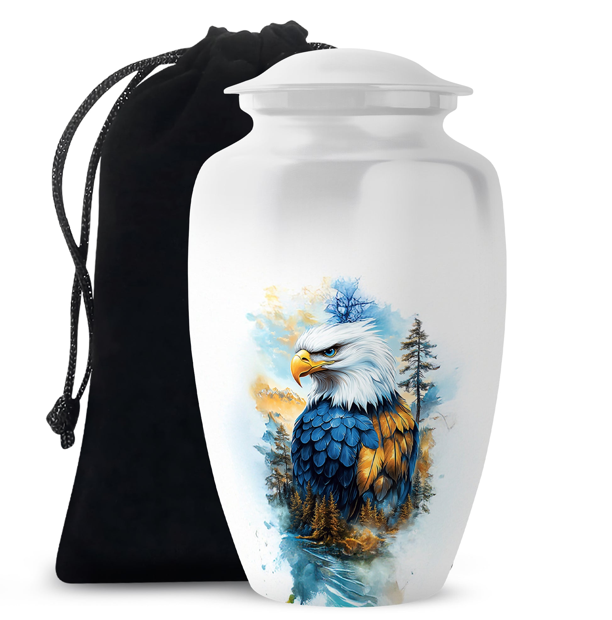 White Eagle Cremation Urn - Aluminium Memorial Urn For Loved Ones