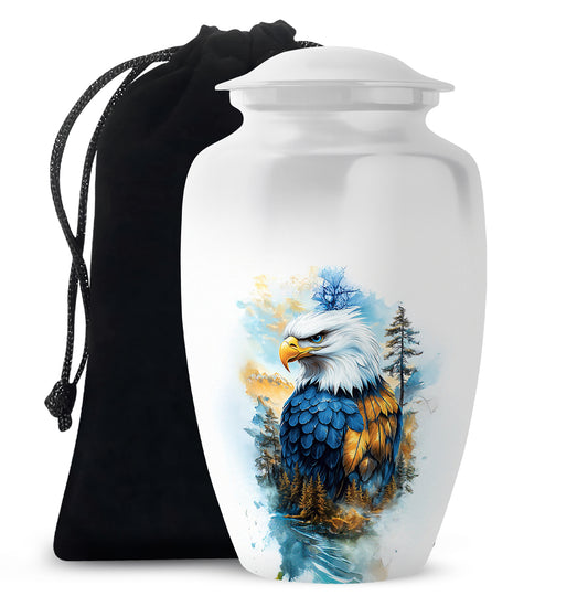 White Eagle Cremation Urn - Aluminium Memorial Urn For Loved Ones