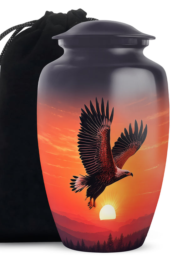 Eagle Sunset Memorial Urn - Large Funeral Urn For Human Ashes