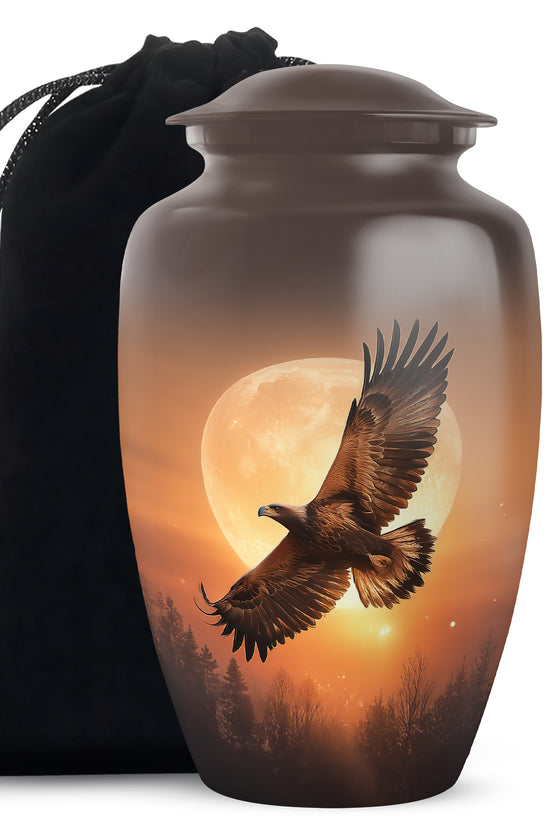 Flying Eagle Ashes Urn - Aluminium Cremation Urn For Male Ashes