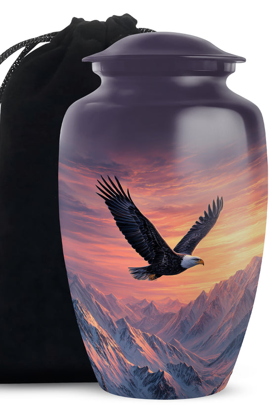 Beautiful Mountain Theme Funeral Urn - Eagle Theme Memorial Urn For Ashes