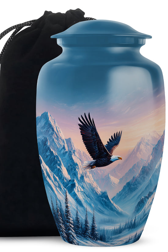 Bald Eagle Memorial Urn - Beautiful Snow Mountain Cremation Urn For Loved Ones