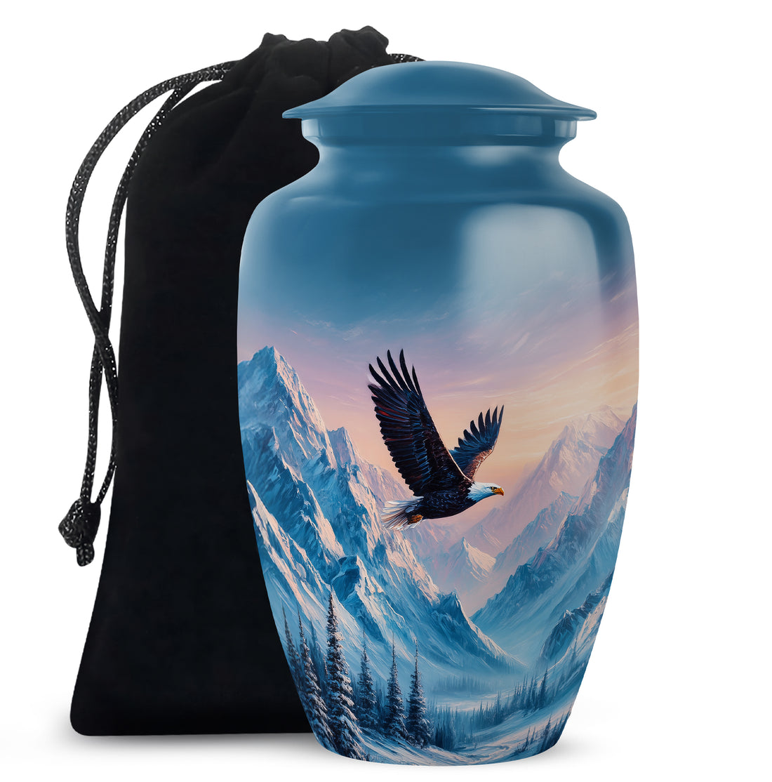 Bald Eagle Memorial Urn - Beautiful Snow Mountain Cremation Urn For Loved Ones