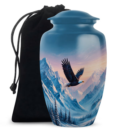 Bald Eagle Memorial Urn - Beautiful Snow Mountain Cremation Urn For Loved Ones