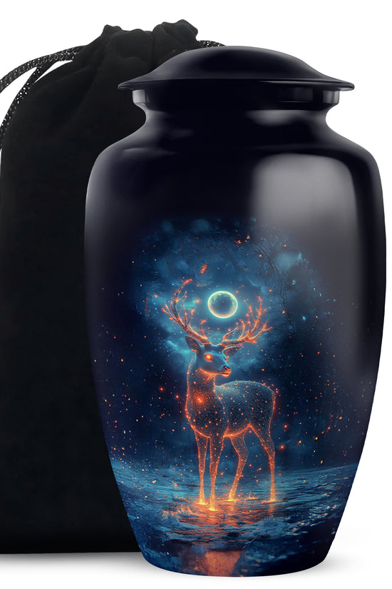 Deer Spirit Cremation Urn - Night Forest Memorial Urn For Adults