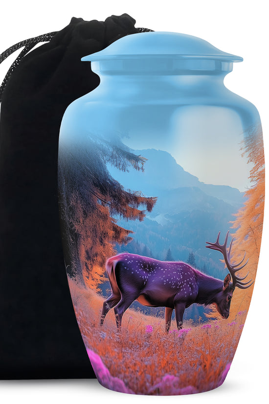 Deer Cremation Urn - Mountain Forest Memorial Urn For Loved Ones