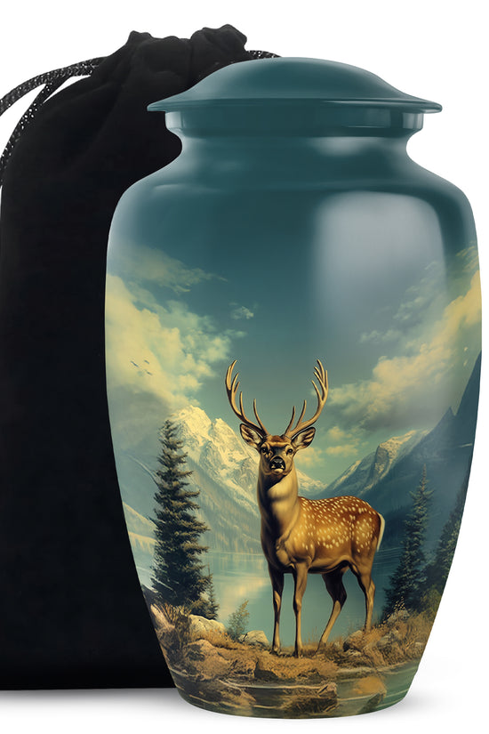 Majestic Deer Memorial Urn - Beautiful Nature Cremation Urn For Adult Ashes