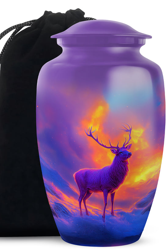 Beautiful Moose Memorial Urn - Purple Cremation Urn For Male & Female