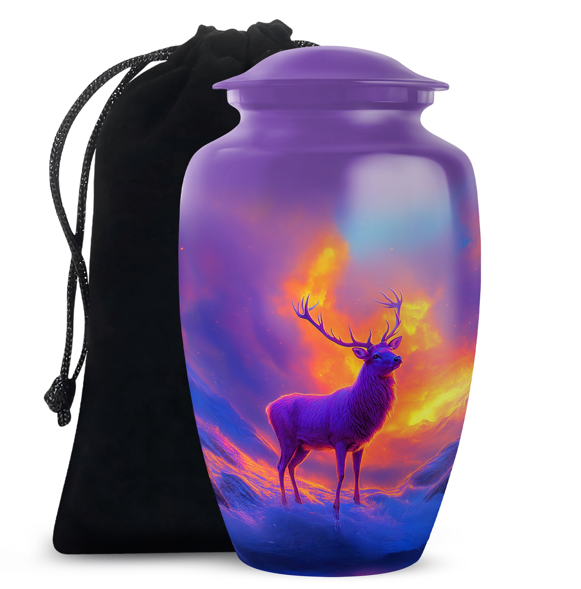 Beautiful Moose Memorial Urn - Purple Cremation Urn For Male & Female