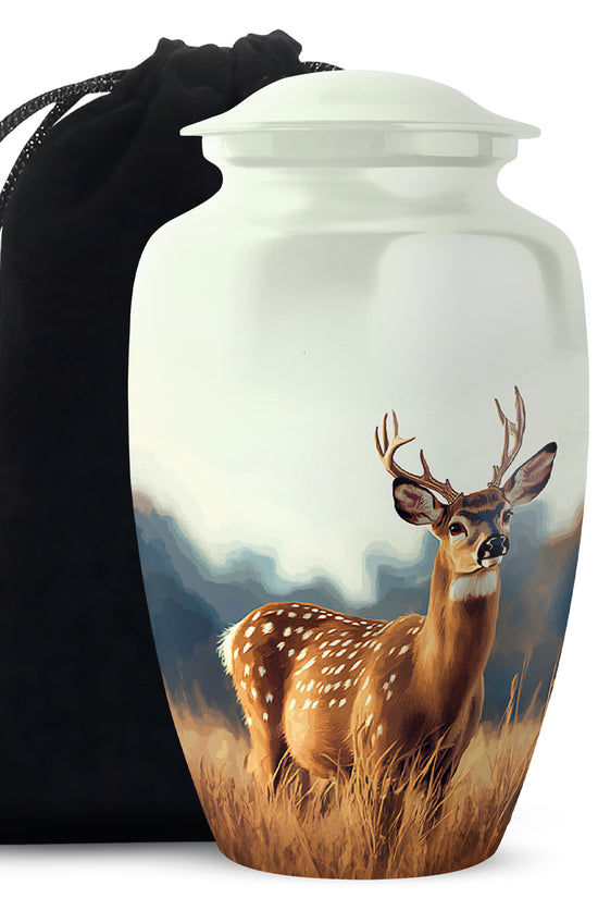 Classic Moose Cremation Urn - White Memorial Urn For Loved Ones