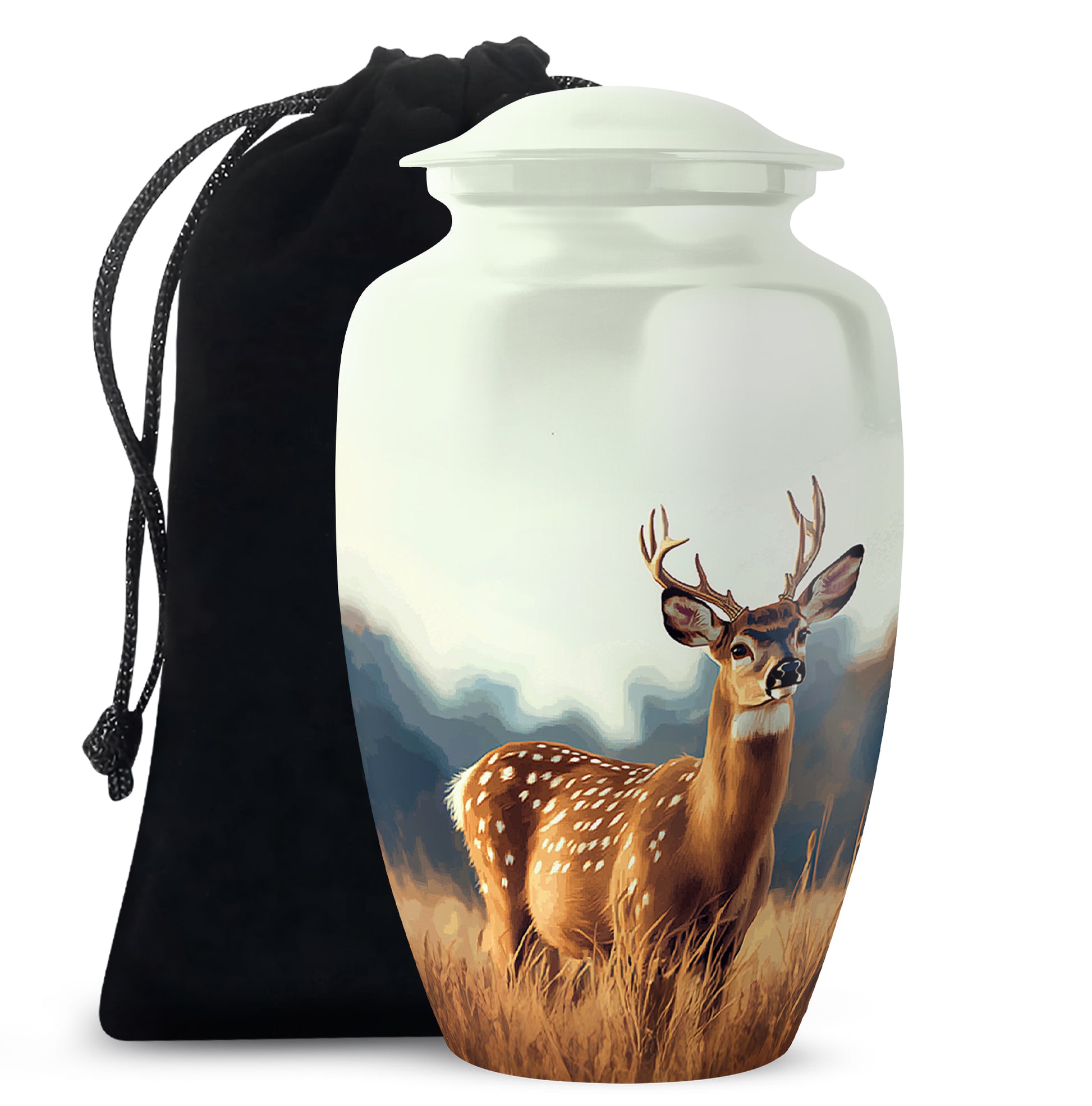Classic Moose Cremation Urn - White Memorial Urn For Loved Ones