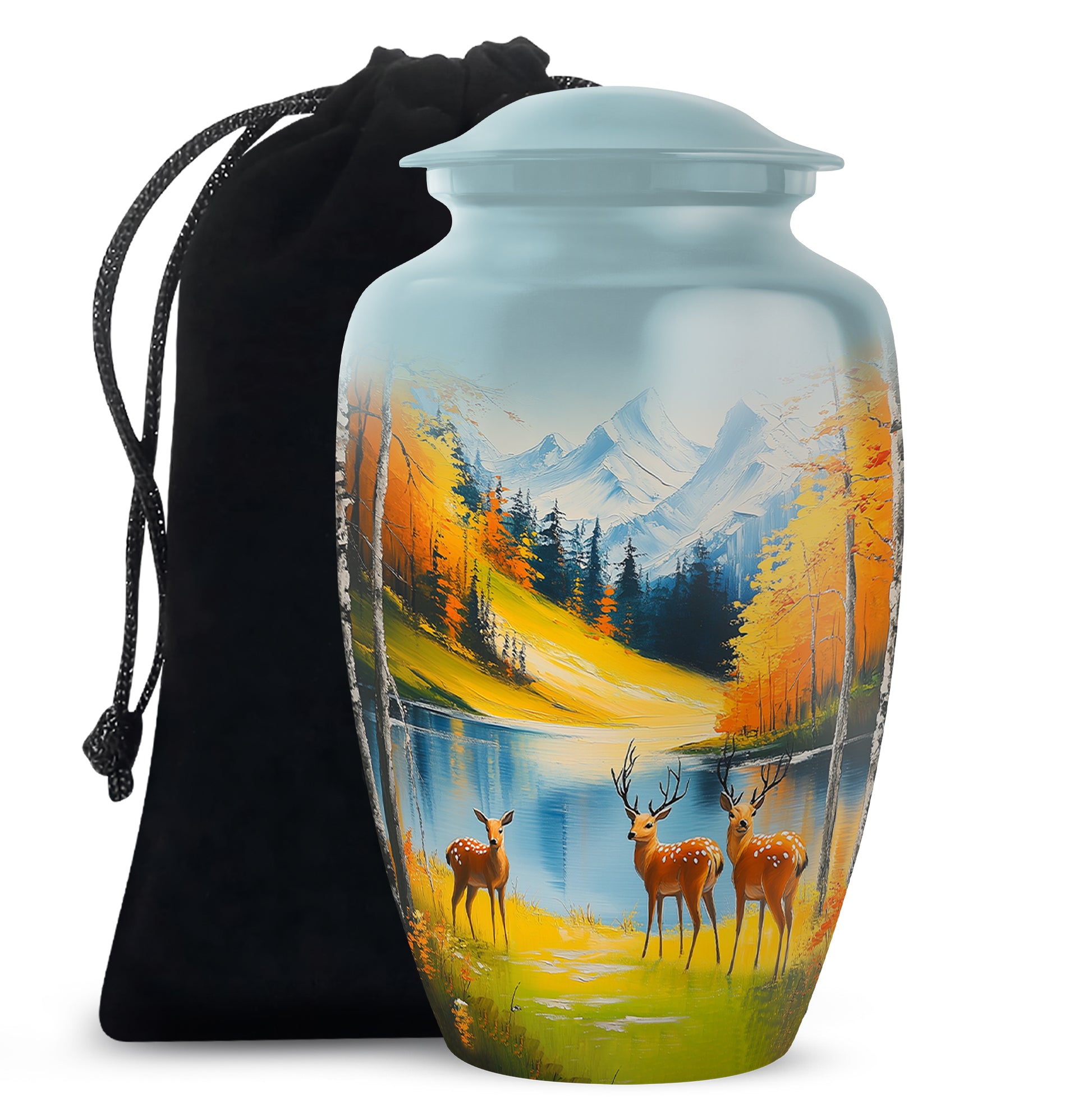 Deer Family Memorial Urn - Artistic Mountain Urn For Male & Female