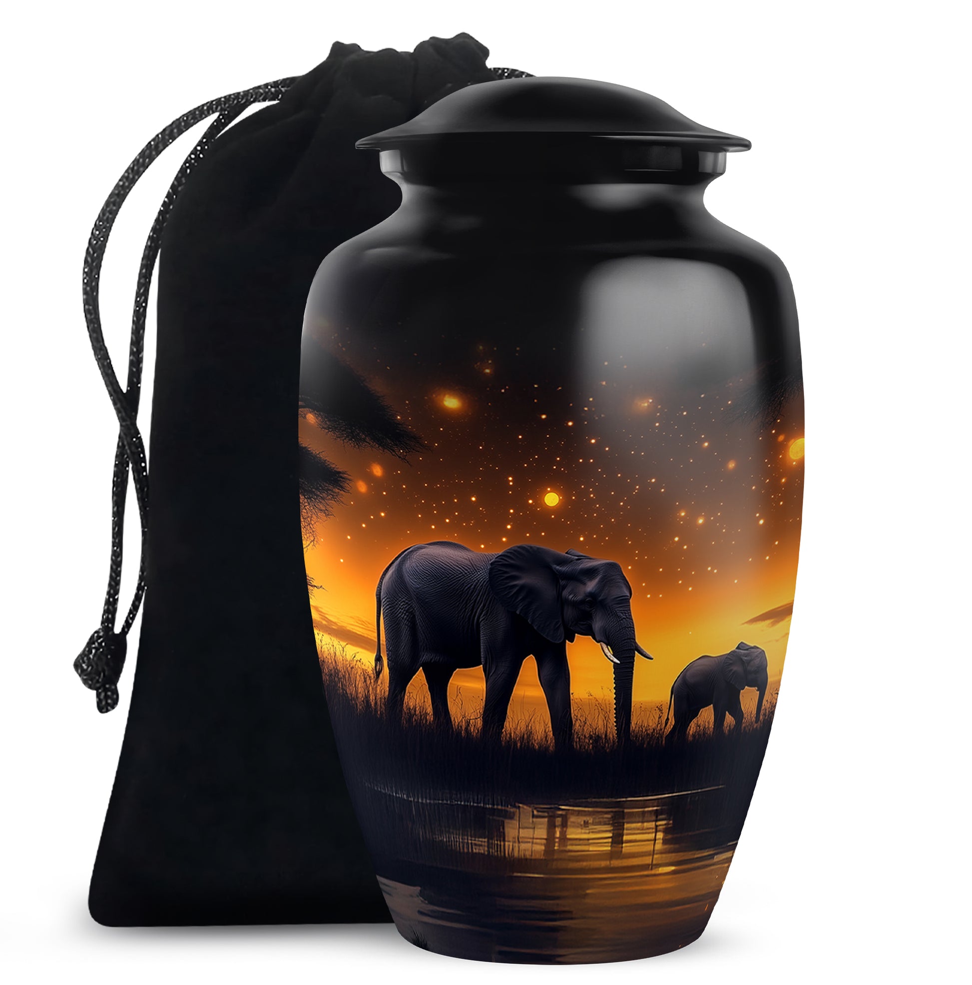 Elephant Family Memorial Urn For Adults - Wildlife Urn For Men & Women
