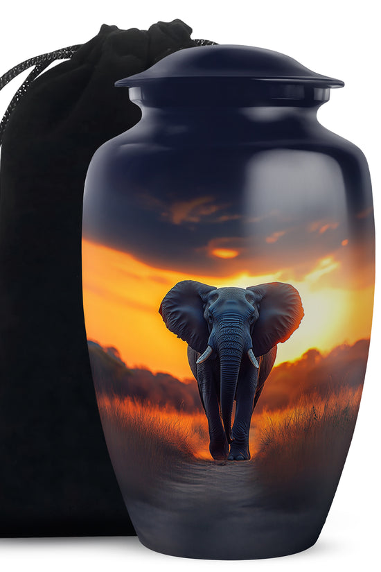 Guardian Elephant Urn - Sunset Tribute Cremation Urn For Male & Female