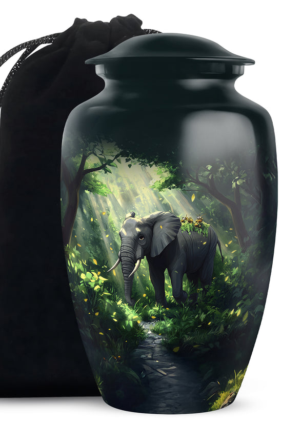 Jungle Journey Elephant Cremation Urn - Wildlife Tribute Memorial Urn For Adults