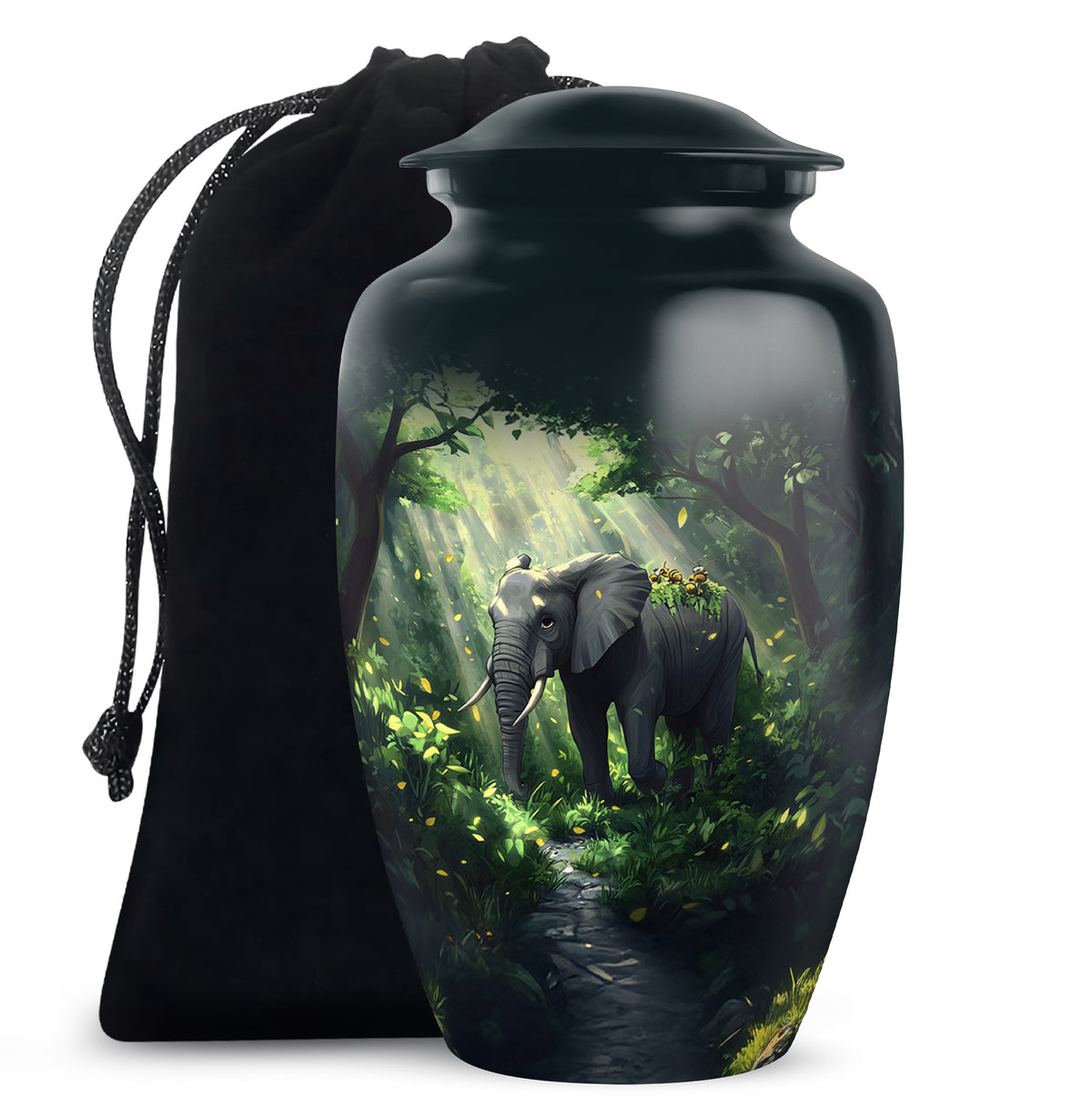 Jungle Journey Elephant Cremation Urn - Wildlife Tribute Memorial Urn For Adults