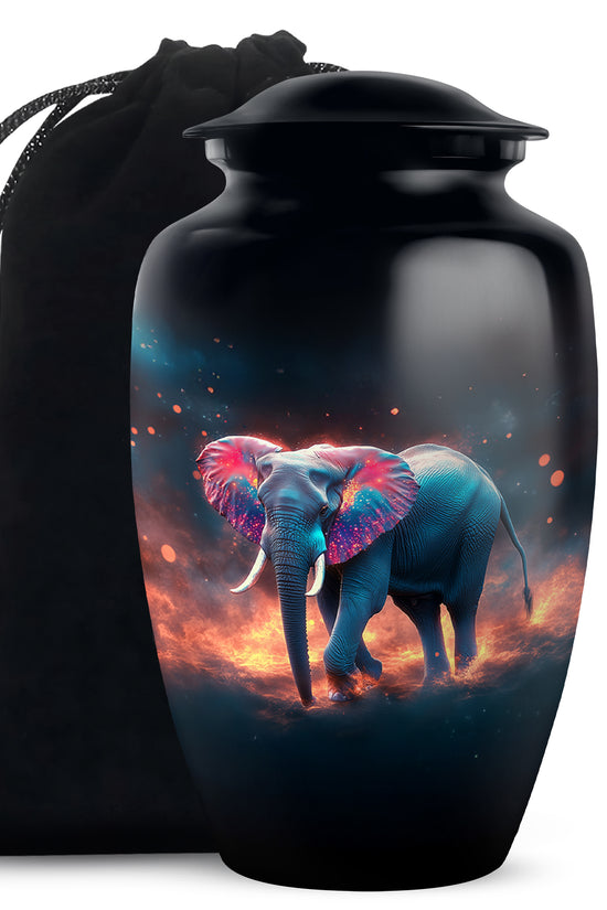 Cosmic Elephant Urn Memorial For Men - Galaxy Urn For Funeral
