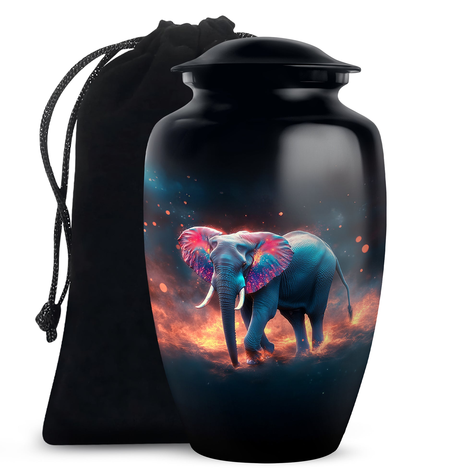 Cosmic Elephant Urn Memorial For Men - Galaxy Urn For Funeral