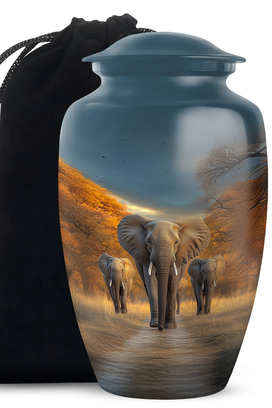Elephant Memorial Ashes Urn For Dad - Elephant Family Cremation Urn