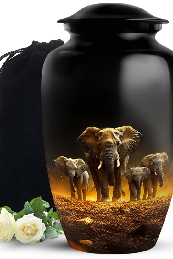 Strong Elephant Mother Memorial Urn - Loving Family Memorial Urn For Mother