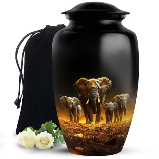 Strong Elephant Mother Memorial Urn - Loving Family Memorial Urn For Mother