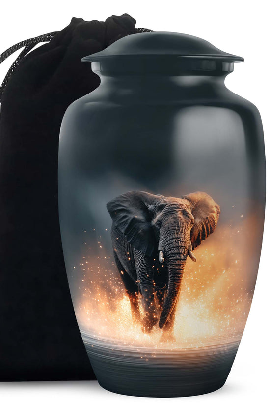 Black Cremation Urn for Ashes - Elephant Funeral Urn For Loved Ones