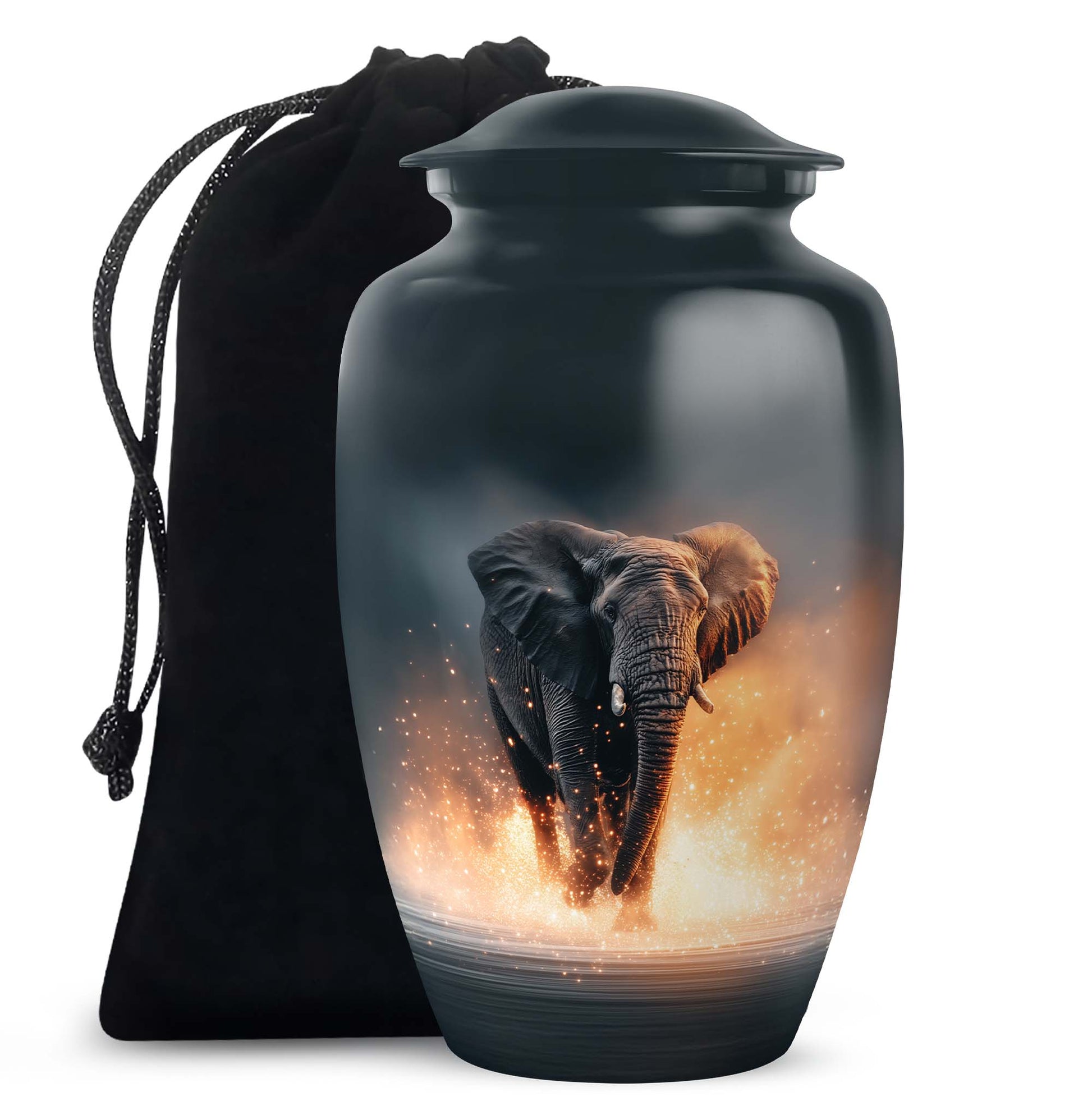 Black Cremation Urn for Ashes - Elephant Funeral Urn For Loved Ones