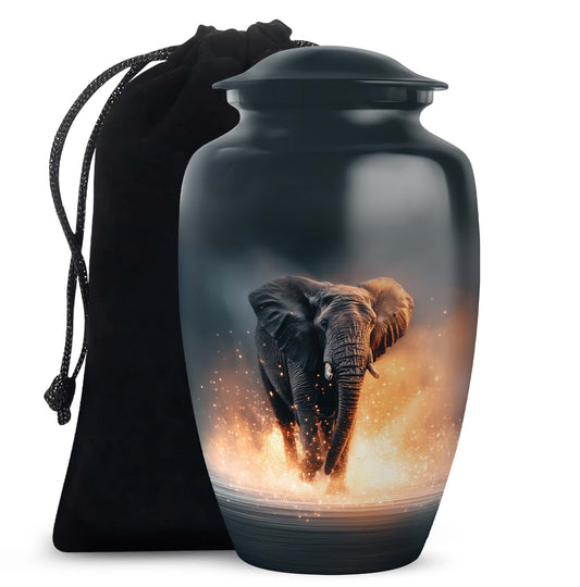 Black Cremation Urn for Ashes - Elephant Funeral Urn For Loved Ones