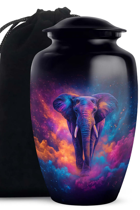 Artistic Elephant Funeral Urn - Unique Black Memorial Urn For Burial