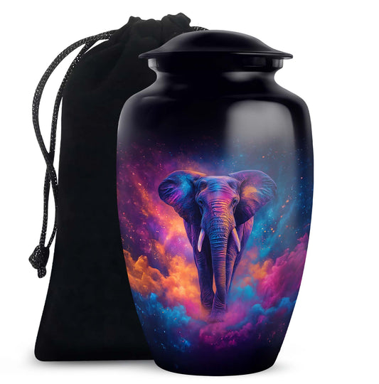 Artistic Elephant Funeral Urn - Unique Black Memorial Urn For Burial