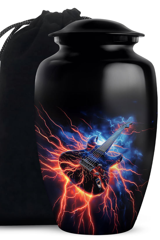 Black Guitar Funeral Urn - Unique Decor Memorial Containers For Ashes
