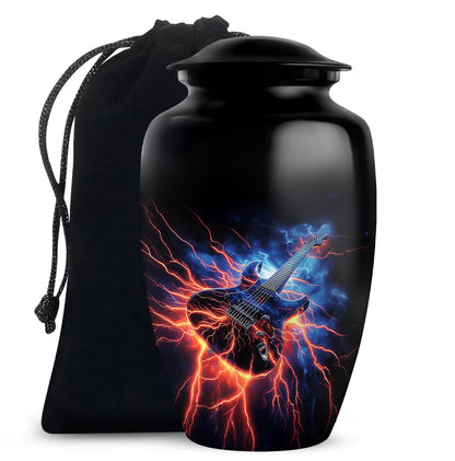 Black Guitar Funeral Urn - Unique Decor Memorial Containers For Ashes