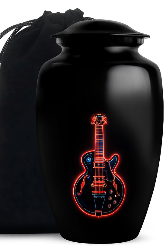 Black Guitar Memorial Urn - Artistic Funeral Urns For Women Ashes