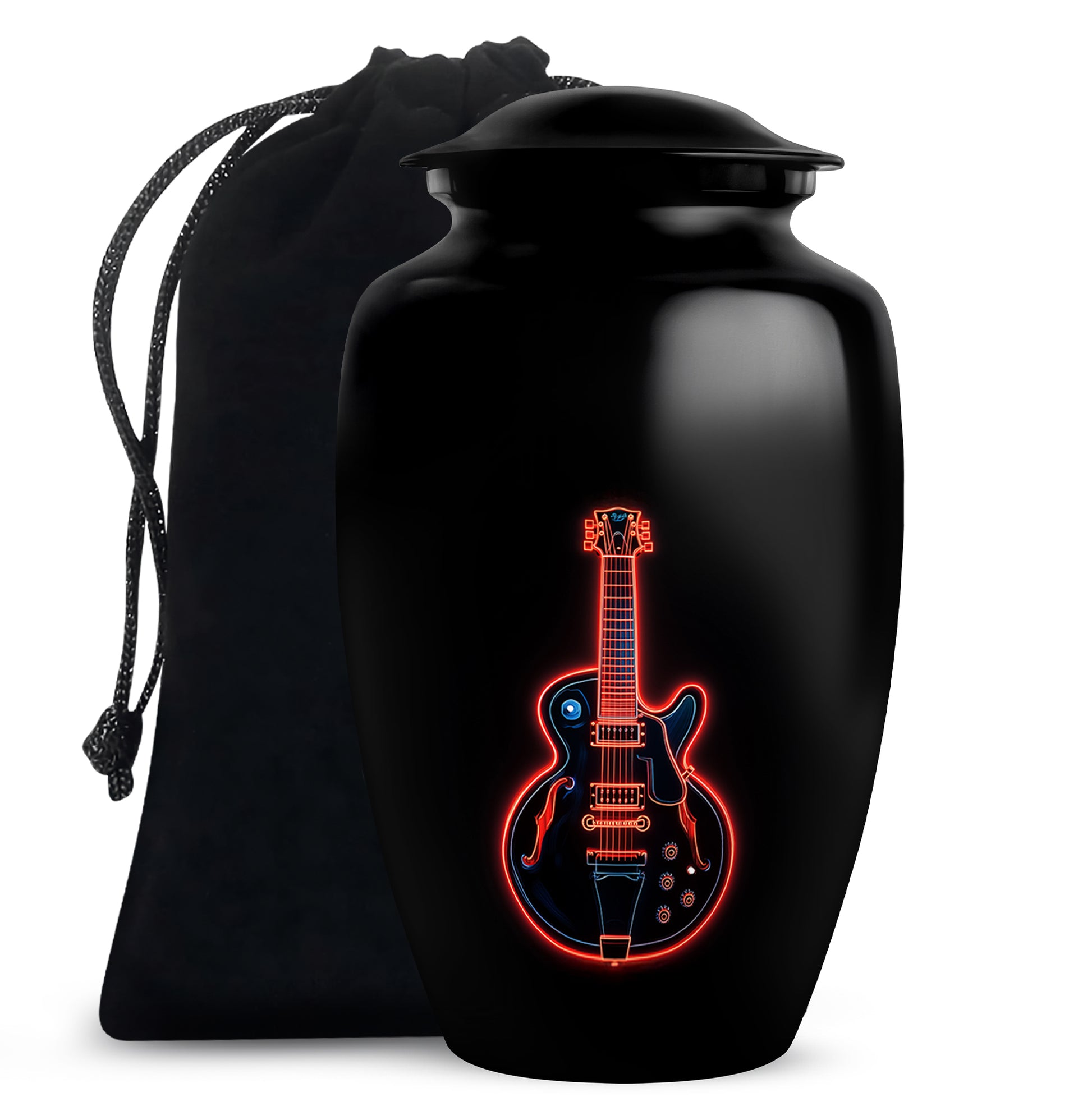Black Guitar Memorial Urn - Artistic Funeral Urns For Women Ashes