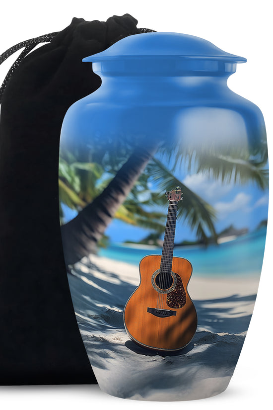 Beach Guitar Cremation Urn - Memorial Urn for Adult Male & Female