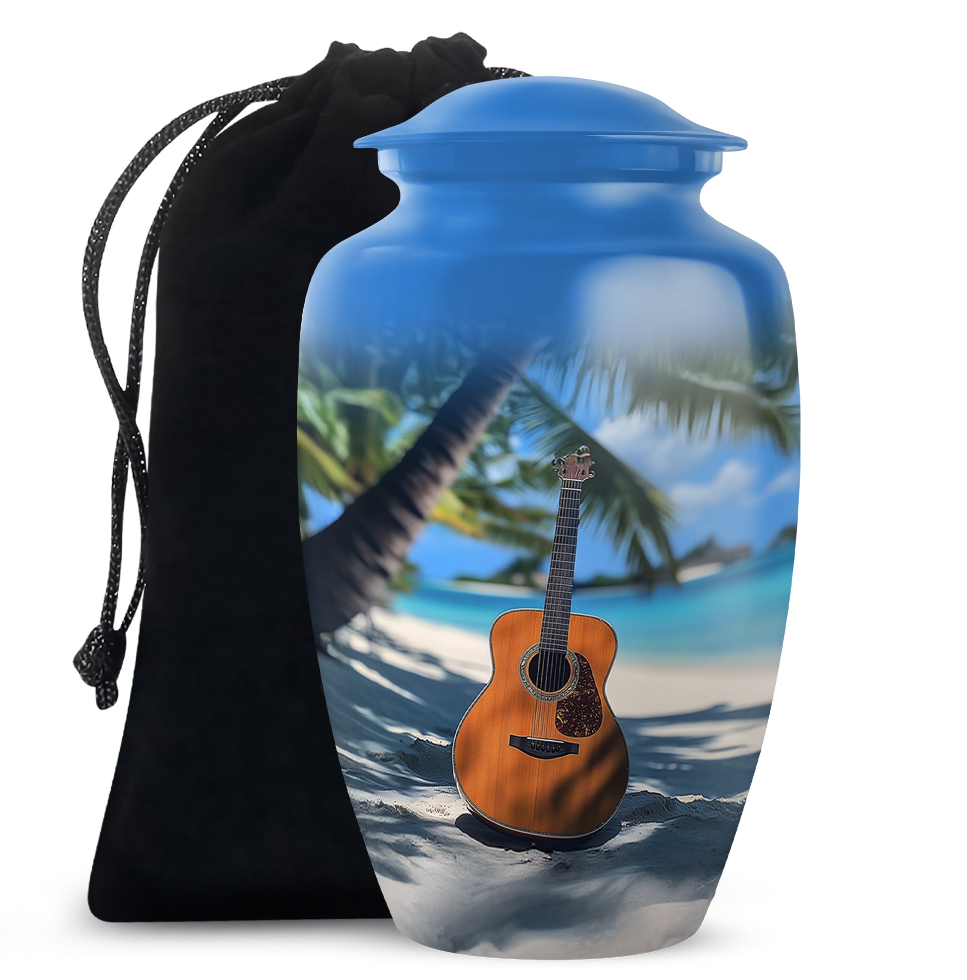 Beach Guitar Cremation Urn - Memorial Urn for Adult Male & Female