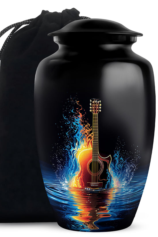 Fire & Water Cremation Guitar Urn - Artistic Funeral Urn For Human ashes