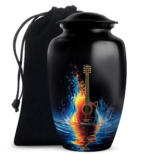 Fire & Water Cremation Guitar Urn - Artistic Funeral Urn For Human ashes