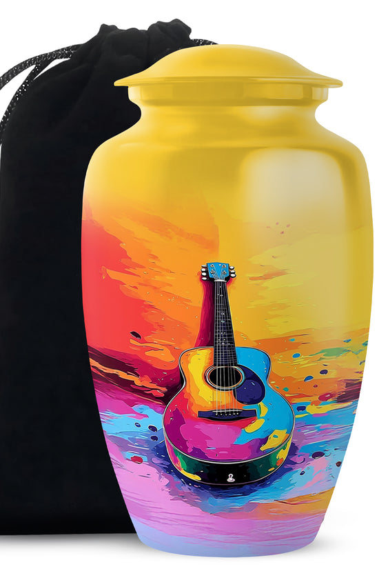 Multicolor Guitar Cremation Urn - Memorial Urn For Ashes
