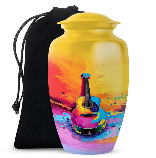 Multicolor Guitar Cremation Urn - Memorial Urn For Ashes