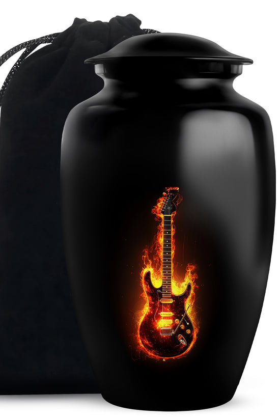 Flame Guitar Cremation Urn - Premium Urn For Human Ashes
