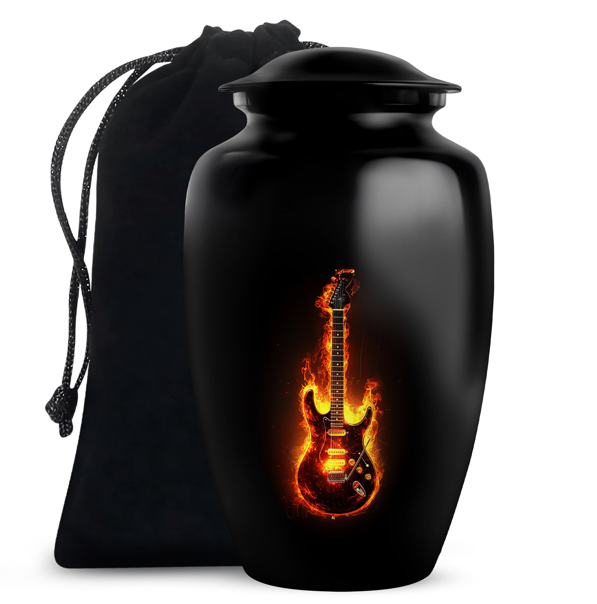 Flame Guitar Cremation Urn - Premium Urn For Human Ashes