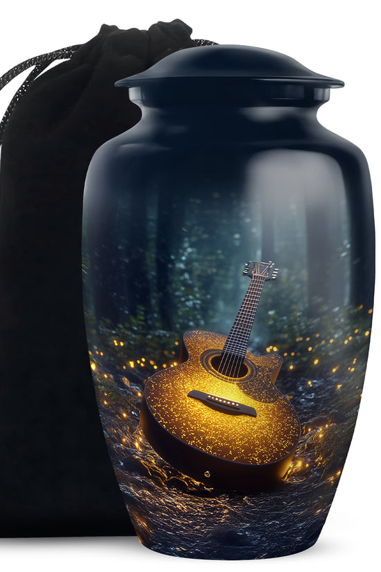 Gloden Guitar Memorial Urn - Premium Cremation Urn For Loved One Ashes