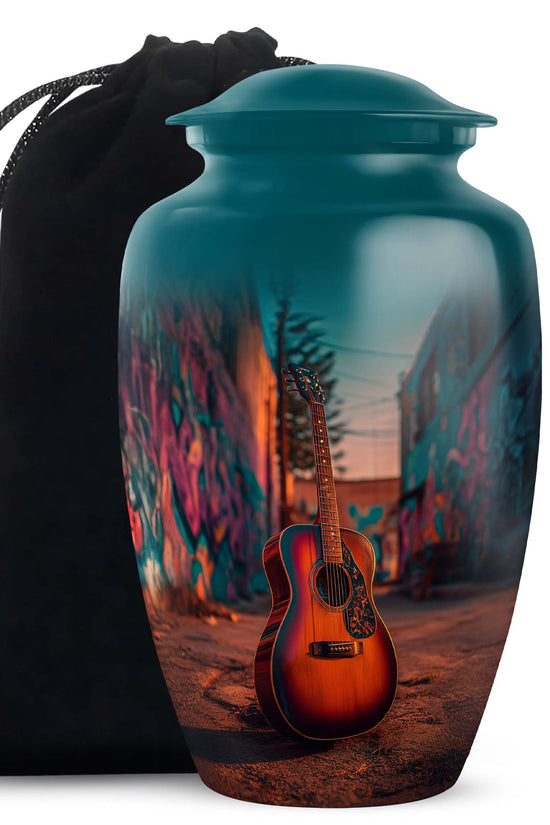 Street Art Guitar Memorial Urn - Unique Urn For Adult Ashes