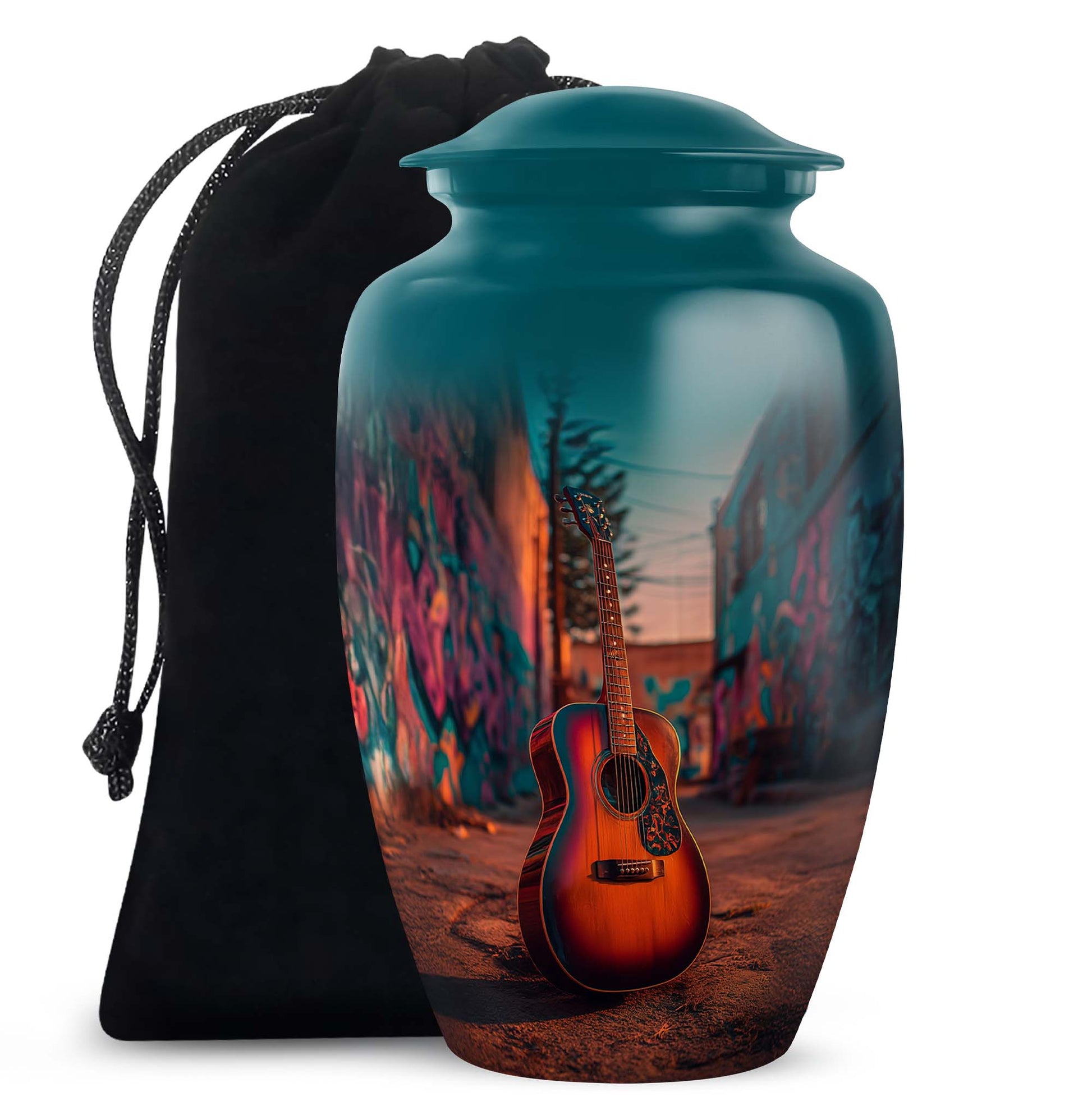 Street Art Guitar Memorial Urn - Unique Urn For Adult Ashes